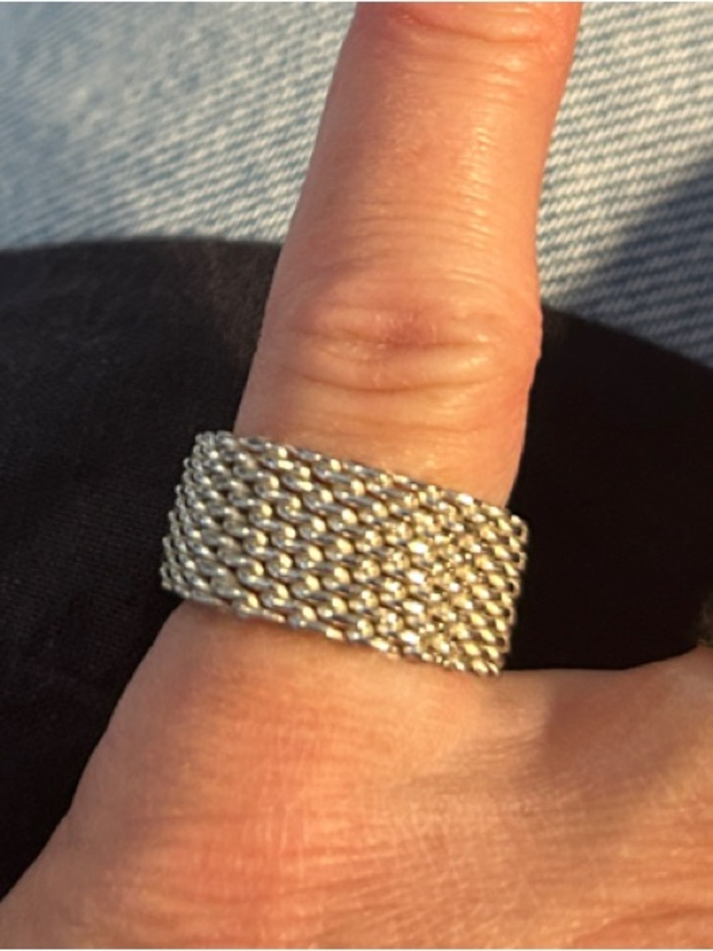 Tiffany & Co. (look-a-like) Silver Woven Mesh Band Ring size 6
